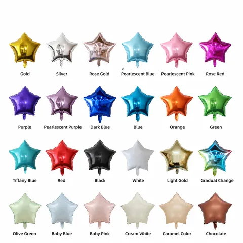 Metallic Star Heart Foil Balloons For Birthday Party Wedding Engagement Celebration Decorations Aluminum Film Star Heart Shape Festive Party Balloons