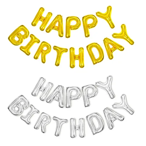Ballon de Lettre Métallique en Film d'Aluminium Happy Birthday Happy New Year Happy Wedding Décoration de Fête Or Argent