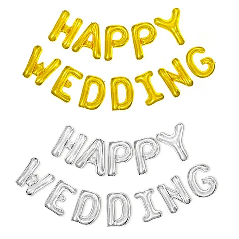 Ballon de Lettre Métallique en Film d'Aluminium Happy Birthday Happy New Year Happy Wedding Décoration de Fête Or Argent