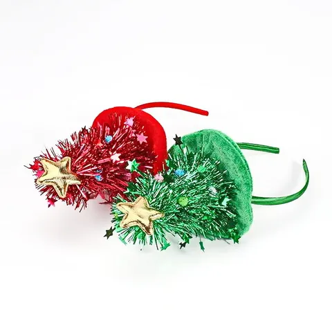 LED Christmas Headband For Party Decorations Christmas Tree Crown Gold Ball Glowing Hair Band Festive Costume Accessories