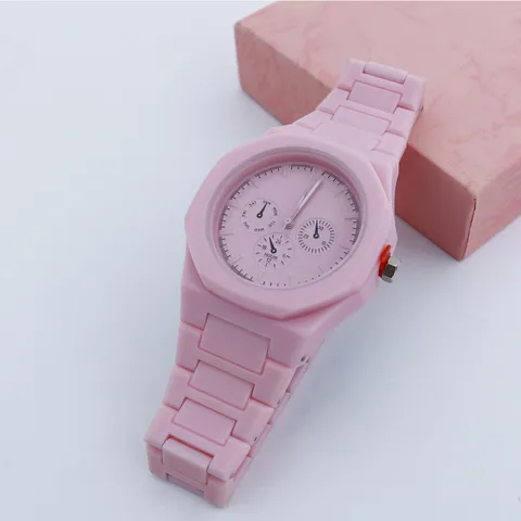 Fashion Men Plastic Quartz Watch Dopamine Color Student Wristwatch Casual Sport Resin Watch Square Case Multi-Function Dial