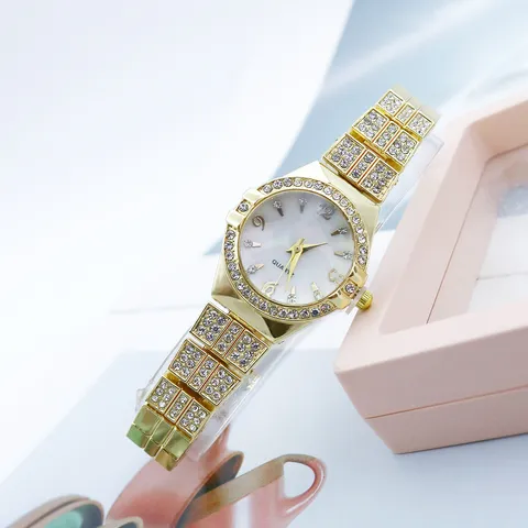Luxe Dames Strass Horloge Mode Legering Quartz Horloge Volledige Diamant Dames Polshorloge Strass Ingelegd Sieraden Horloge