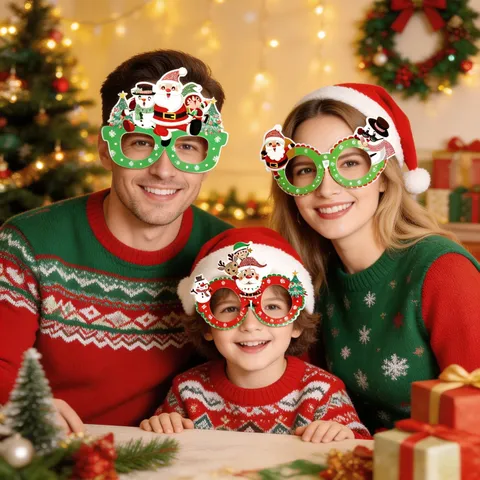 Christmas Party Glasses Frames Santa Claus Snowman Reindeer Christmas Tree Decoration Novelty Eyewear For Kids Adults Holiday Supplies