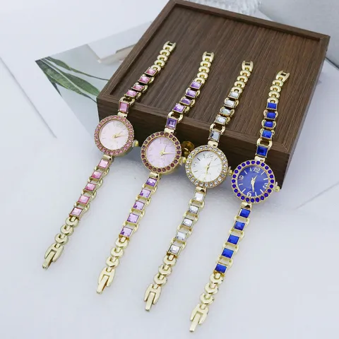 Damen Mode Edelstein Armband Quarzuhr Luxus Strass Eingelegt Legierung Kette Armbanduhr Trendy INS Stil Elegant Geschenk