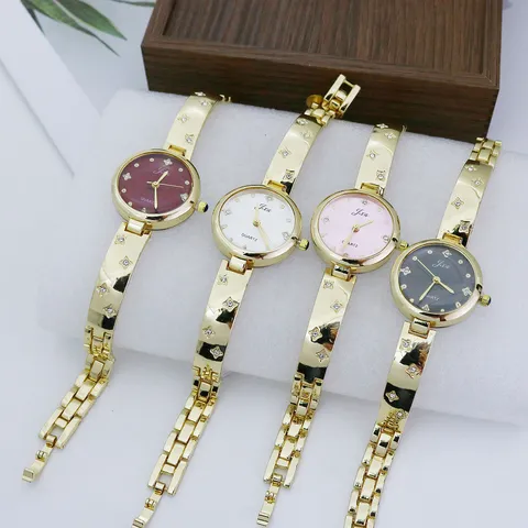 Elegante Legering Strass Ketting Armband Horloge Luxe Goud Karts Polshorloge Ronde Wijzerplaat Armband Horloges Voor Vrouwen Sieraden