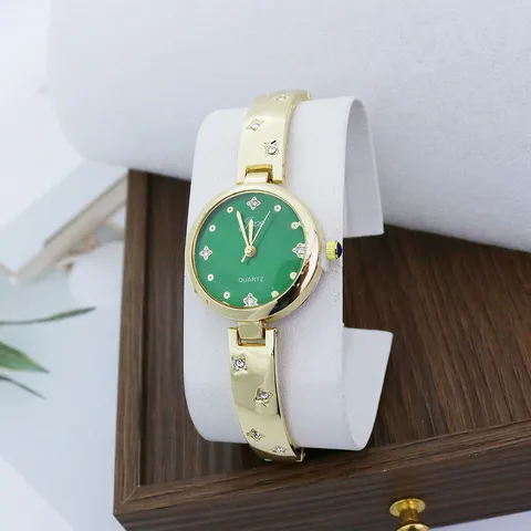 Elegante Legering Strass Ketting Armband Horloge Luxe Goud Karts Polshorloge Ronde Wijzerplaat Armband Horloges Voor Vrouwen Sieraden