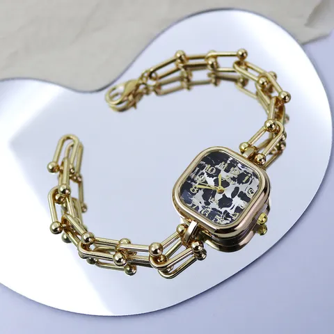 Elegant Square Dial Women Quartz Watch Fashion Luxury Chain Strap Bracelet Watch Minimalist Wristwatch For Lady Gift