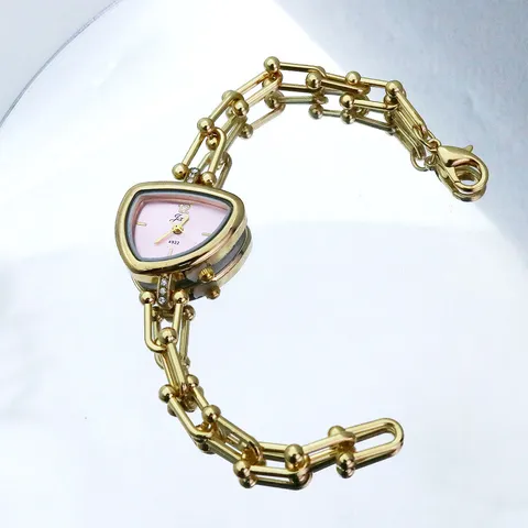Quartz Horloge Dames Onregelmatige Kast Armband Schakelketting Strass Mode Luxe Casual Horloge Voor Vrouwen Cadeau Decoratief Polshorloge