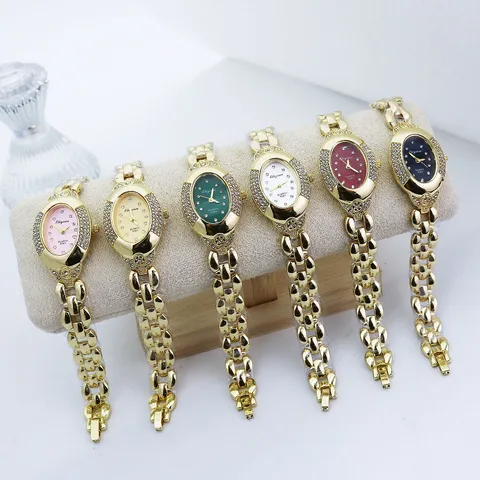 Reloj de Cuarzo con Forma de Bañera Ovalada Vintage Strass para Mujer Lujo Moda Reloj de Pulsera Joyería Elegante