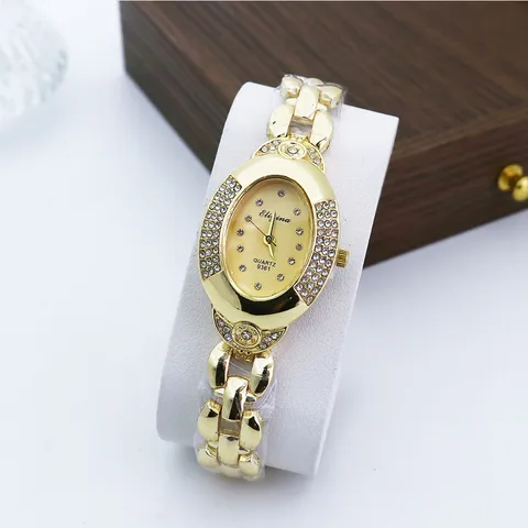 Reloj de Cuarzo con Forma de Bañera Ovalada Vintage Strass para Mujer Lujo Moda Reloj de Pulsera Joyería Elegante