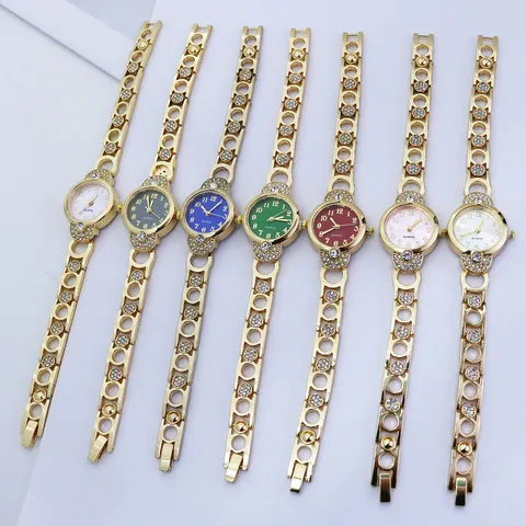 Elegant Rhinestone Bracelet Watch For Women Fashion Alloy Dainty Quartz Watch With Arabic Numerals Ladies Dress Watch