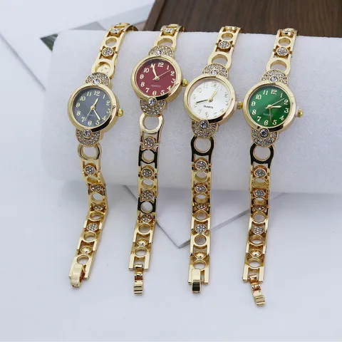 Elegant Rhinestone Bracelet Watch For Women Fashion Alloy Dainty Quartz Watch With Arabic Numerals Ladies Dress Watch