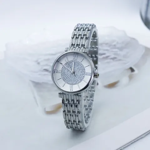 Reloj de Pulsera de Cuarzo de Lujo de Aleación con Strass para Mujer Esfera de Cielo Estrellado Elegante Casual Números Romanos Reloj Analógico para Damas Regalo