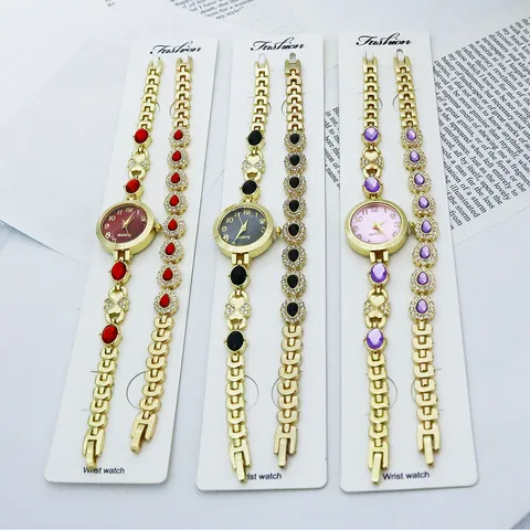 Damen Mode Quarz Armbanduhr Und Armband Strass Legierung Kleines Rundes Zifferblatt Damen Armbanduhr Zubehör Schmuck