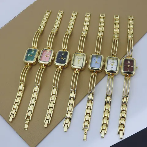 Fashion Women Bracelet Watch Square Quartz Watch Small Dial Alloy Hollow Chain Wristwatch For Elegant Jewelry Gift Ladies