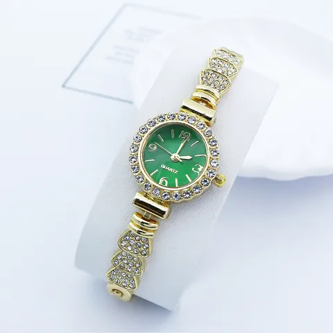 Elegante Legierung Strass Armband Quarzuhr Kleine Runde Zifferblatt Kristall Eingelegt Mode Luxus Kleid Armbanduhr Für Damen Geschenk