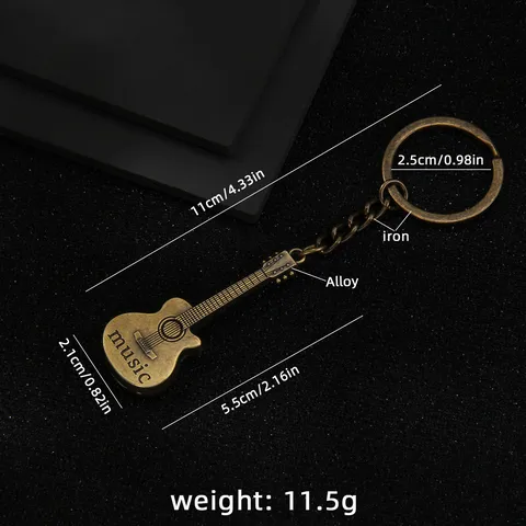 Vintage Metal Guitar Violin Music Note Keychain Pendant Retro Musical Instrument Key Ring Charm Gift For Casual Daily Ornament