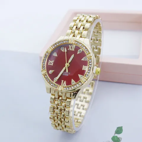 Mode Damen Quarzuhr Mit Strass Eingelegtem Legierungsarmband Analoge Armbanduhr Damen Elegante Römische Ziffern Lässige Kleideruhr
