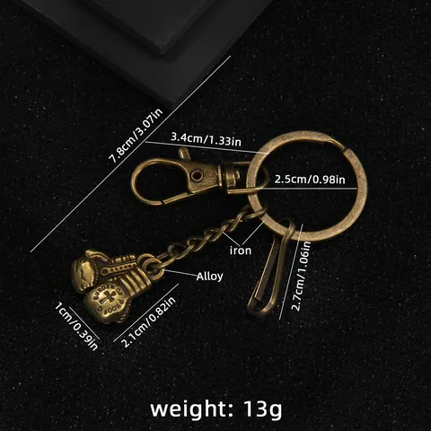 Vintage Sports Style Boxing Glove Metal Keychain Alloy Double Glove Pendant Key Ring For Bags Daily Accessories Men Women Gift