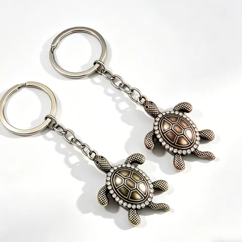 Vintage Zinklegierung Strass Meeresschildkröte Schlüsselanhänger Glänzende Kristall Schildkröte Anhänger Tasche Charme Metall Schlüsselring Für Auto Dekoration Geschenk