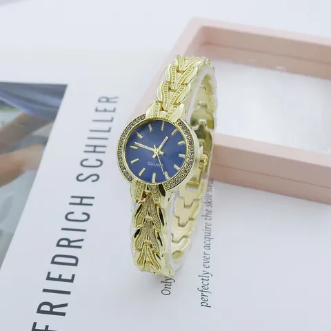 Women Fashion Quartz Watch Alloy Leaf Chain Bracelet Watch Delicate Rhinestone Inlaid Decorative Clock For Lady Daily Banquet Party Gift