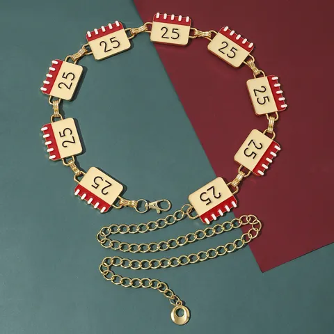 Cadena de Cintura Étnica Regalo de Navidad Aleación Esmalte Estrella Copo de Nieve Campana Bucle Único Ajustable Cadena de Cuerpo Joyería para Mujer
