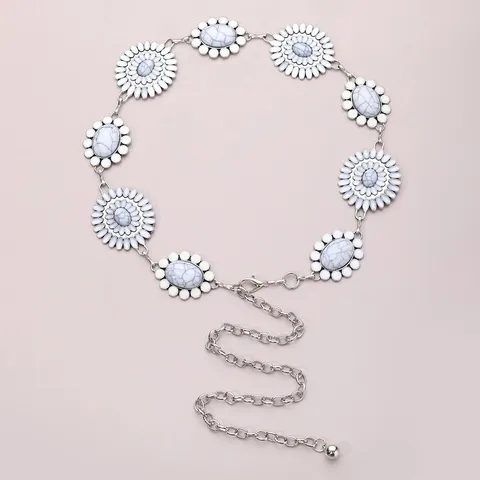 Cadena de Cintura de Metal de Mariposa Vintage Bohemio para Mujer Estilo Y2K Ajustable Corazón Floral Colgante Turquesa Cinturón Joyería