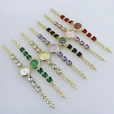 Luxe Dames Vlinder Armband Horloge Mode Ronde Wijzerplaat Strass Ingelegd Metalen Quartz Horloge Voor Vrouwen Sieraden