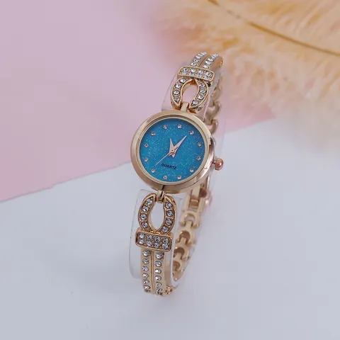 Mode Strass Kwarts Armband Horloge voor Vrouwen Luxe Roségoud Zilver Legering Sterrenhemel Wijzerplaat Polshorloge voor Feest