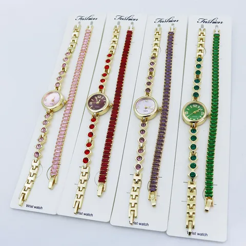 Mode Damen Quarzuhr Armband Set Elegant Legierung Strass Armbanduhr Rundes Zifferblatt Kleine Armreif Uhr Für Frauen Geschenk