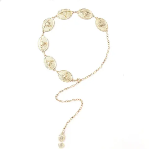 Cadena de Cintura de Metal Estilo Cowboy Occidental para Mujer Retro Cabeza de Toro Bota Sombrero Colgante Oro Plata Bronce Antiguo