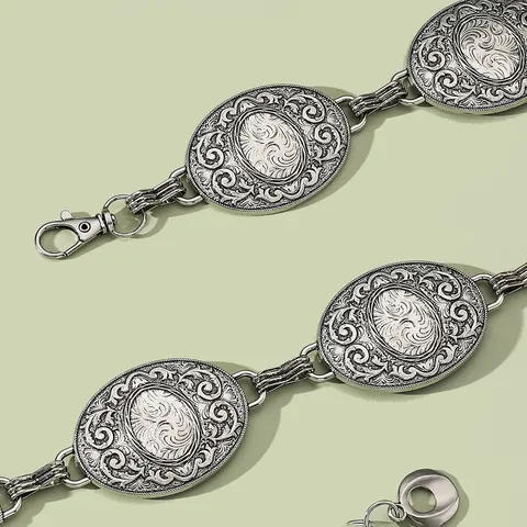 Cadena de Cintura de Metal Vintage Grabada para Mujer Estilo Europeo Americano Cadena de Cinturón de Aleación Joyería Étnica