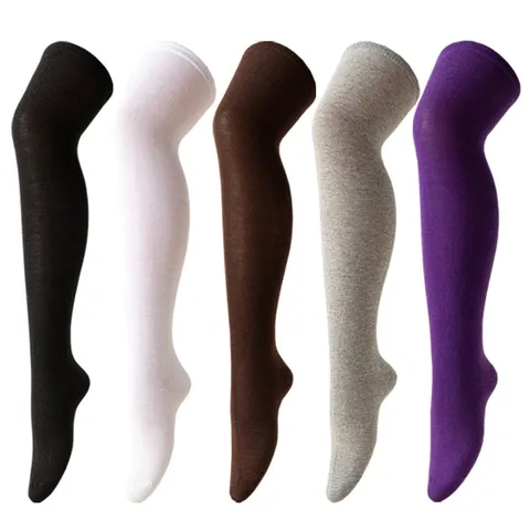 Einfarbig Overknee Strümpfe Elastan Elastisch Lange Socken Für Damen Herren Cosplay Halloween Kostüm Tanz JK Stil