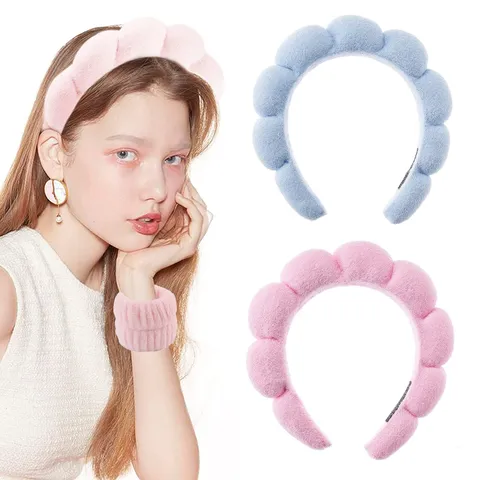 Damen Wolke Gepolstertes Stirnband High Top Schwamm Haarreif Einfarbig Stoff Zopfmuster Stirnband Gesicht Waschen Make-Up Haarschmuck