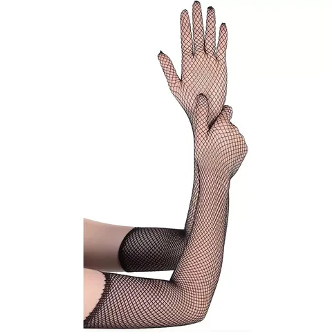 Lange Netzhandschuhe Elastische Spitze Mesh Sonnenschutzhandschuhe Für Damen Cosplay Party Tanz Kostüm Zubehör Einfarbig Sexy Handschuhe
