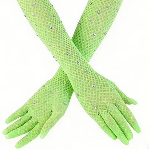 Lange Strass Fischnetz Handschuhe Sexy Mesh Party Handschuhe Funkelnde Kristall Ellbogenlang Fäustlinge Halloween Karneval Kostüm Zubehör