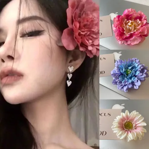 Stoff Blumen Haarspange Strand Urlaub Süß Floral Haarnadel Kopfbedeckung Naturstil Haaraccessoires Für Damen