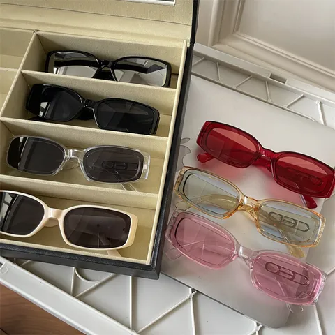 Vintage Rechteck Sonnenbrille Für Damen Herren Mode Gelee Farbe Kleiner Rahmen Sonnenbrille Y2K Hip Hop UV400 Streetwear