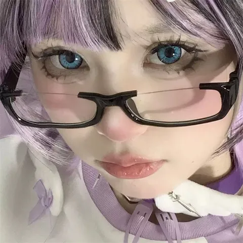 Cyberpunk Y2K Metall Halbgestell Brille Damen Lolita Cosplay Retro Unteres Halbgestell Brillen Mode Party Dekorative Brille