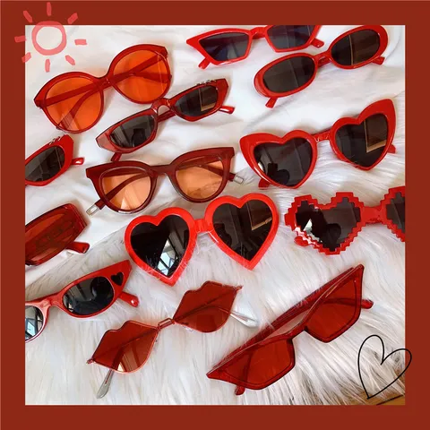 Neujahr Rot Koreanisch Oval Ins Trendige Sonnenbrille Für Damen Mode Red Shade Sonnenbrille Vintage Augenschutz Brille