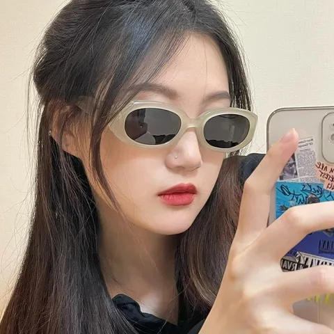 Vintage Oval Sonnenbrille für Damen Trendige Europäische Mode Harzrahmen UV400 Schutz Brillen Retro Street Style