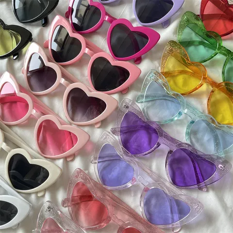 Retro Herzform Sonnenbrille Für Damen Herren Süß Plüsch Samt Besatz Brille Transparent Glimmer UV400 Schutz Brillen Lässig Party Alltag Mode Sonnenbrille