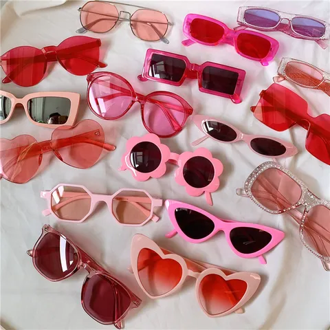 Damen Mode Retro Cat Eye Sonnenbrille Trendy Y2K Polygon Herzförmige Sonnenbrille UV-Schutz Party Brille