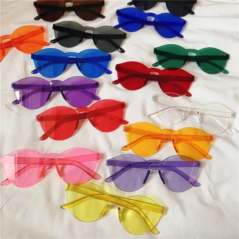 Rahmenlose Jelly Farbe Transparente Sonnenbrille Damen Herren Vintage Retro Party Fahren Sonnenbrillen Mode Brillen