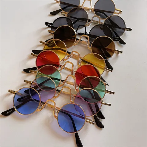 Retro Runde Metallrahmen Sonnenbrille Unisex Vintage Kreis Sonnenbrillen Für Fahrparty Mode Outdoor Brillen