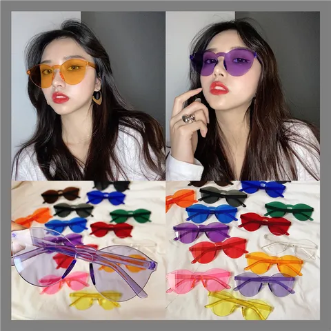 Rahmenlose Jelly Farbe Transparente Sonnenbrille Damen Herren Vintage Retro Party Fahren Sonnenbrillen Mode Brillen