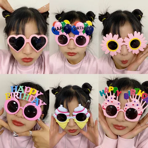 Funny Birthday Party Glasses Creative Kids Novelty Decoration Photo Props Cute Plastic Eyewear Party Supplies