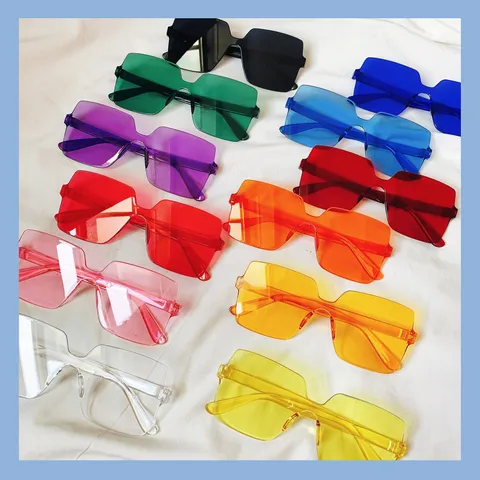Oversized Quadratische Sonnenbrille Für Damen Herren Mode Vintage Harajuku Bunte Sonnenbrille Trendige Streetstyle Brille