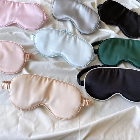 Satin Sleep Eye Mask For Women Men Soft Silk-Feel Shading Blindfold Breathable Night Sleeping Nap Eye Cover Travel Aid