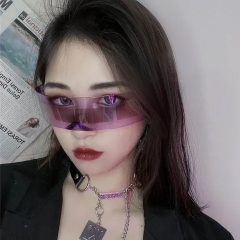 Future Tech Sense Cyberpunk Unisex Rimless Shield Sunglasses Trendy Party Streetwear Sun Glasses